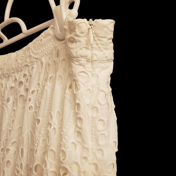 Magali Pascal Skirt Women's Large White Cotton Eyelet Maxi Boho Coastal - Picture 5 of 9